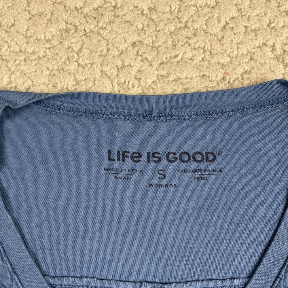 Life Is Good Shirt Womens Small Blue Embroidered Trim Create Your Own Sunshine - Picture 4 of 8